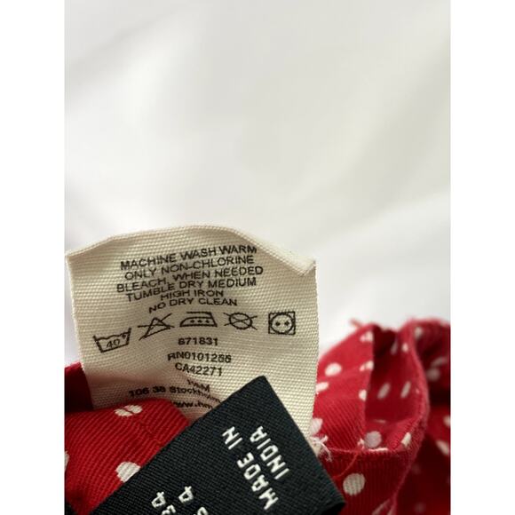 H&M Women's Red-White Polka Dot Belted A-Line Mini Skirt SZ 4 - Picture 11 of 12